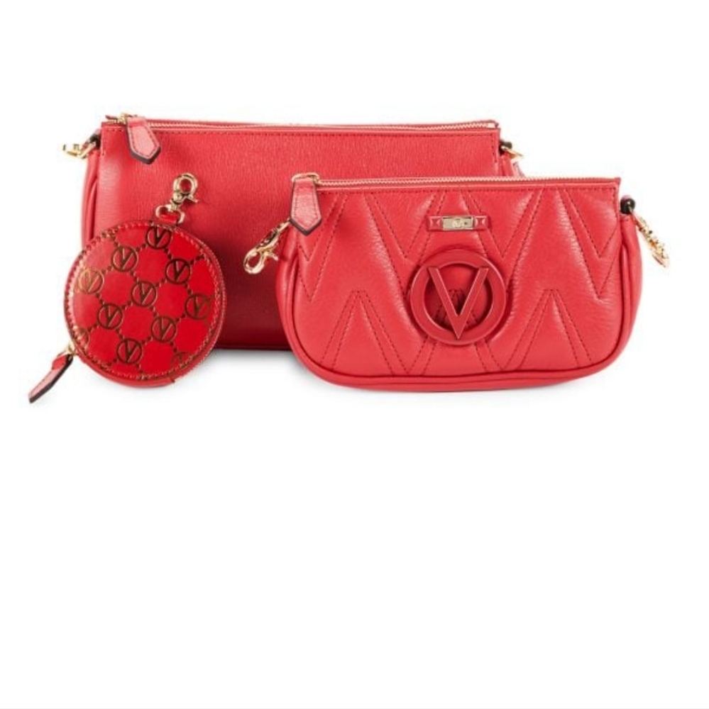 🍍✨️VALENTINO 3- in-1 quilted leather shoulder bag and pouch set NWT $895 ✨️ - Picture 8 of 9